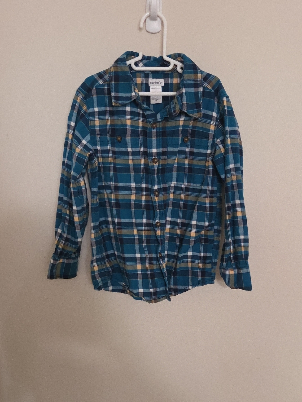 Carter's Teal and Yellow Plaid Button-Down Shirt